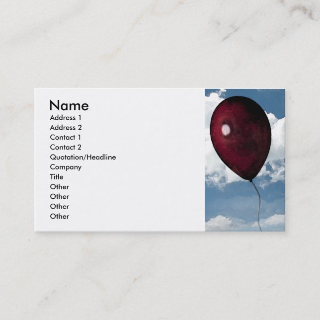 Carte De Visite Ballon rouge (Devant)