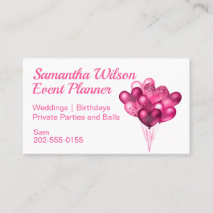 Carte De Visite Ballons de coeur rose