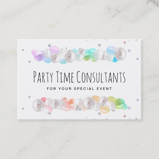 Carte De Visite *~* Ballons Rainbow Party Event Planner Festin B (Devant)