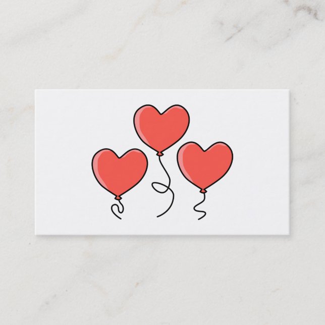 Carte De Visite Ballons rouges de coeur (Devant)