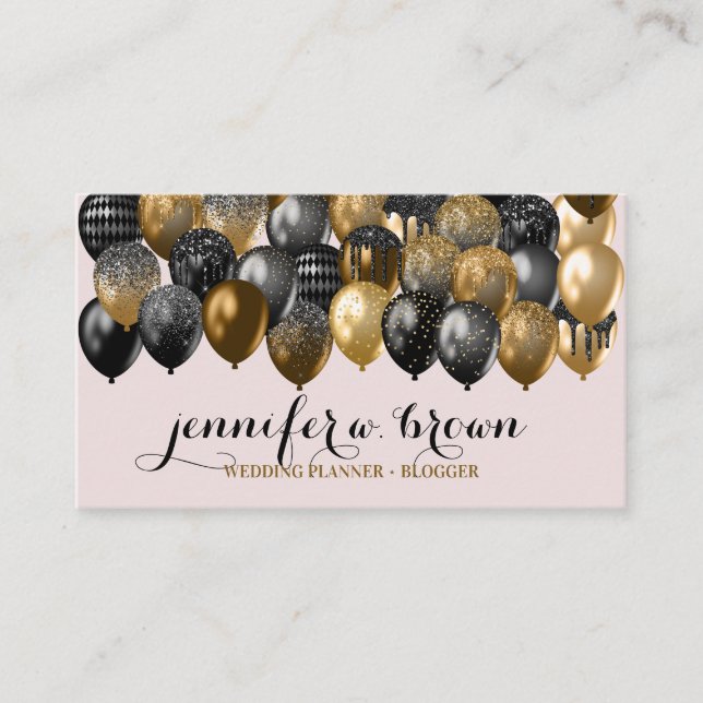 Carte De Visite Balloon Party Event Planner rose (Devant)