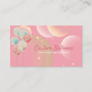 Carte De Visite Balloons Événement Fête Planificateur rétro rose