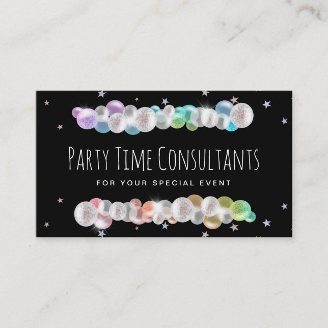 Carte De Visite *~* Balloons Rainbow Party Événement Planificateur (Devant)