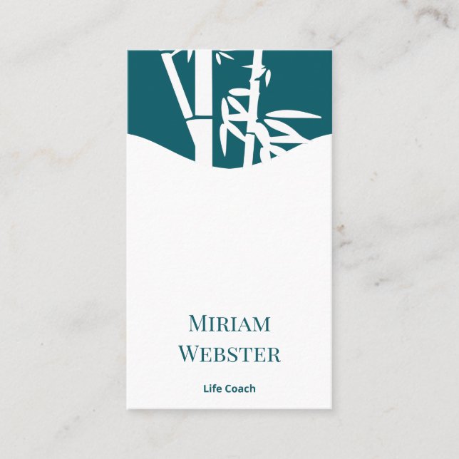 Carte De Visite Bamboo Turquoise White Life Coach Portrait personn (Devant)