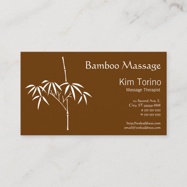 Carte De Visite Bambou de Japonais de thérapeute de massage (Devant)