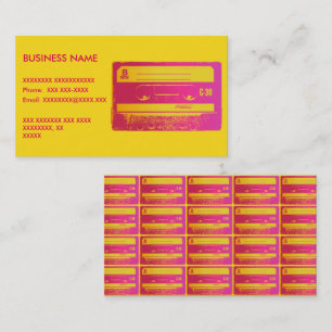 Carte De Visite Bande Cassette Rétro Rose et Jaune