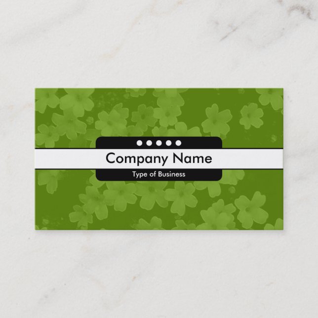 Carte De Visite Bande centrale 5 spots - Fleurs - Vert (669900) (Devant)
