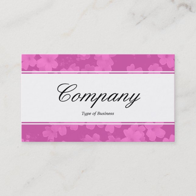 Carte De Visite Bande centrale (bordé) - Script - Fleurs rose (Devant)