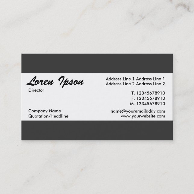 Carte De Visite Bande centrale - gris foncé (333333) (Devant)