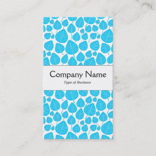 Carte De Visite Bande Centre - Feuilles - Bleu Ciel sur Blanc