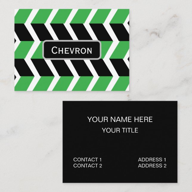 Carte De Visite Bande de Chevron Vert Noir (Devant / Derrière)