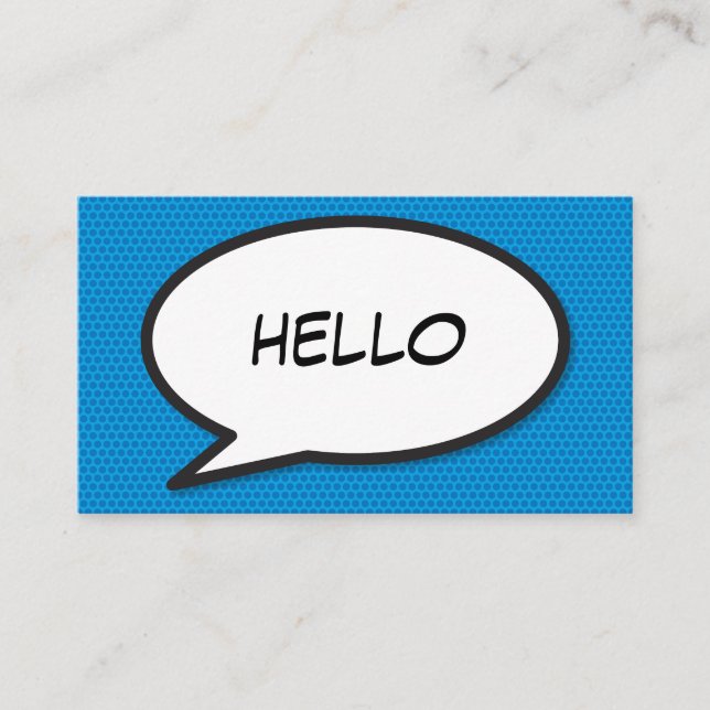 Carte De Visite Bande dessinée Bleue moderne Discours BONJOUR BONJ (Devant)