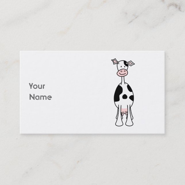 Carte De Visite Bande dessinée noire et blanche de vache. Avant (Devant)