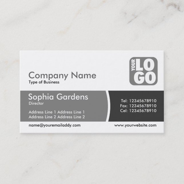 Carte De Visite Bande divisée - Nuances de gris - Logo (Devant)