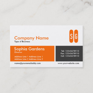 Carte De Visite Bande divisée - Orange et gris foncé - Initiales