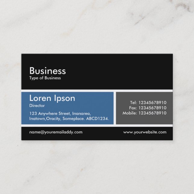 Carte De Visite Bande divisée v2 Bleu et gris (Devant)