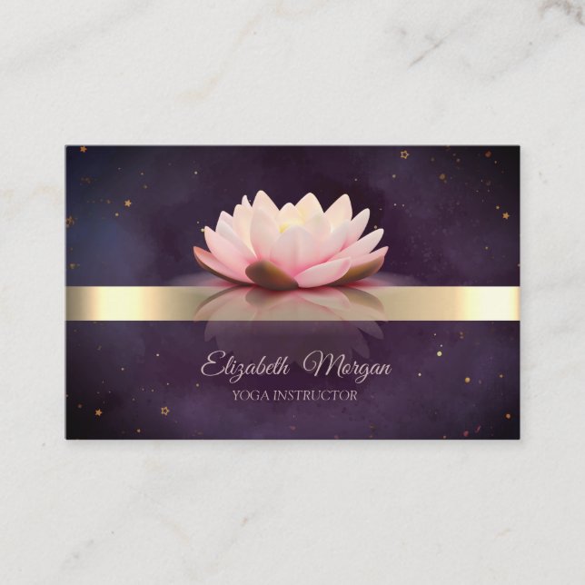 Carte De Visite Bande d'or Lotus Fleur Boho Yoga (Devant)