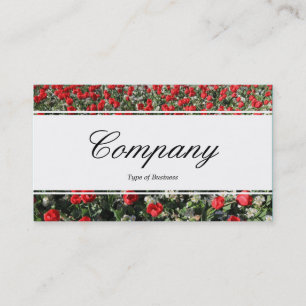 Carte De Visite Bande du centre (bordé) - Script - Tulipes rouges 