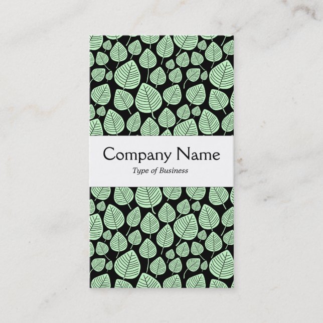 Carte De Visite Bande du centre - Feuilles - Ghost Green on Black (Devant)