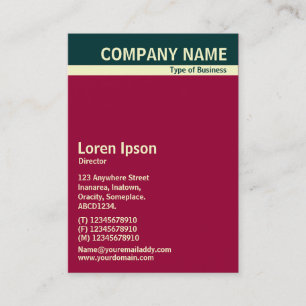 Carte De Visite Bande en-tête V - Vert foncé, crème et marron