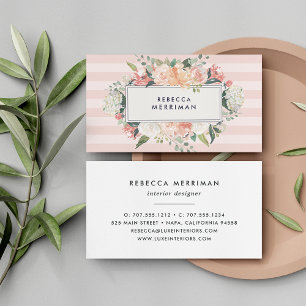 Carte De Visite Bande florale antique et blanche