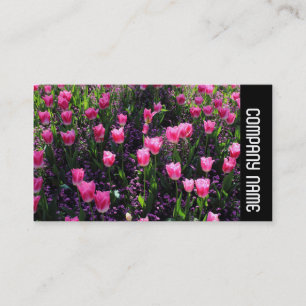 Carte De Visite Bande latérale - Lit de tulipes roses