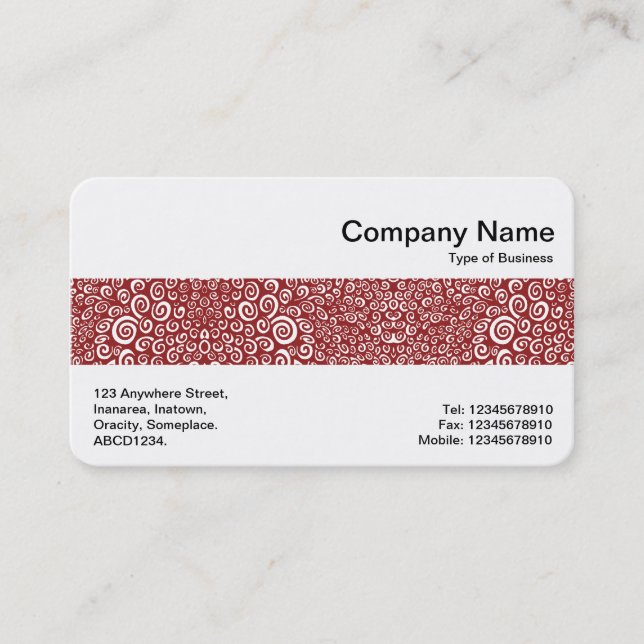 Carte De Visite Bande médiane - Spirales Abstraites - Rouge rubis (Devant)