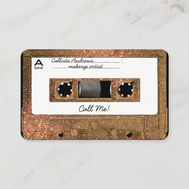 Carte De Visite Bande Mixtape de la Parties scintillant d'or Retro (Devant)