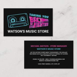 Carte De Visite Bande rétro des années 80, magasin de musique