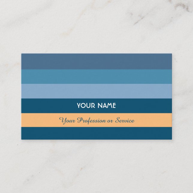 Carte De Visite Bandes bleues horizontales avec orange (Devant)