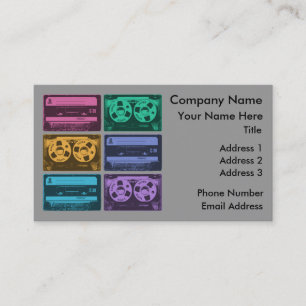 Carte De Visite Bandes Cassette Colorées Rétro
