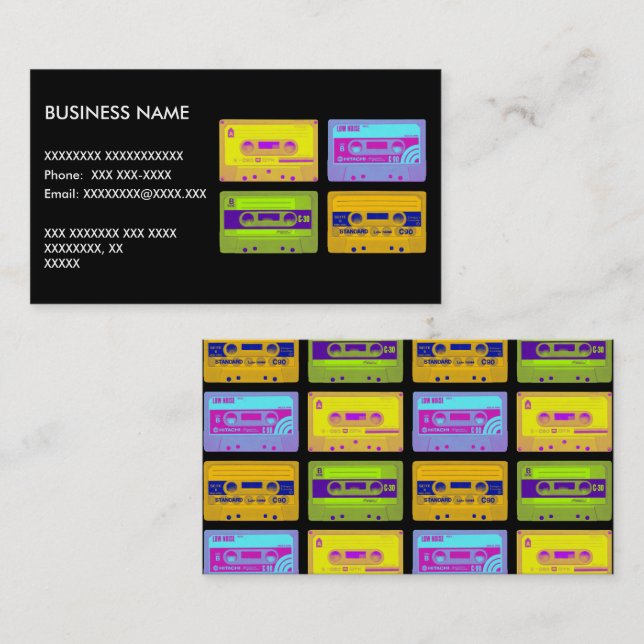 Carte De Visite Bandes de cassettes Pop Art Retro 80s (Devant / Derrière)