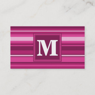Carte De Visite Bandes de monogramme fuchsia