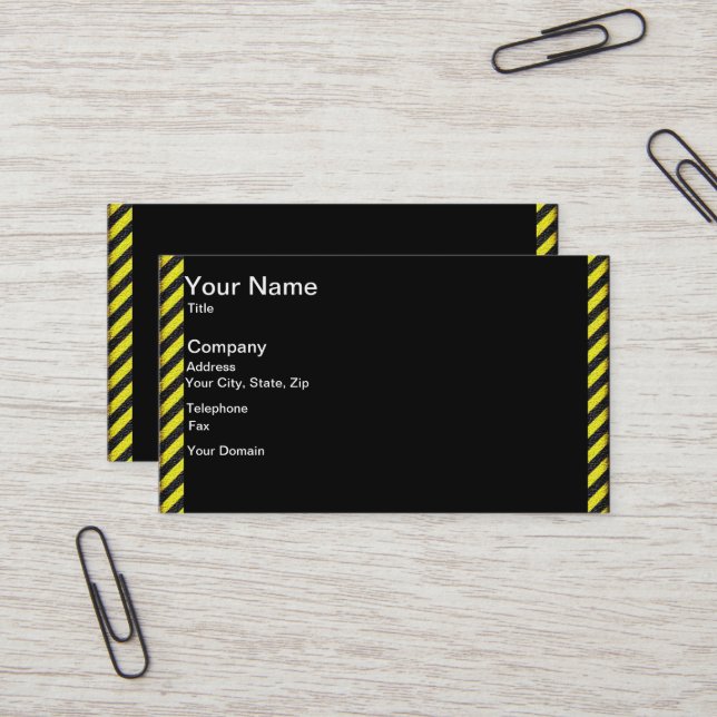 Carte De Visite Bandes diagonales minces en noir et jaune (Devant/Arrière en situation)