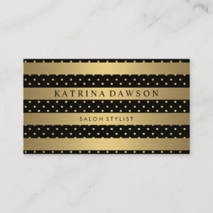 Carte De Visite Bandes d'or métallique chic avec Pois