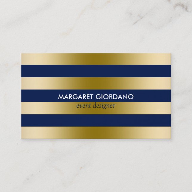 Carte De Visite Bandes d'or monogrammes Motif géométrique 2 (Devant)