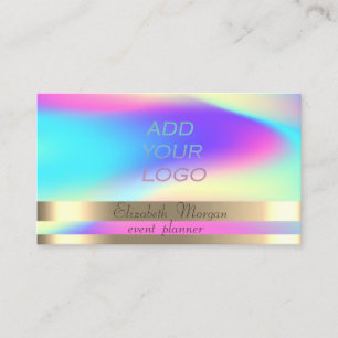Carte De Visite Bandes Dorées Ombré Holographique Ajoutez Votre Lo