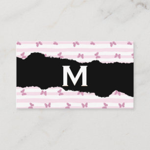 Carte De Visite Bandes roses   Papillons de Parties scintillant   