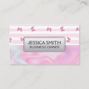 Carte De Visite Bandes roses   Papillons de Parties scintillant