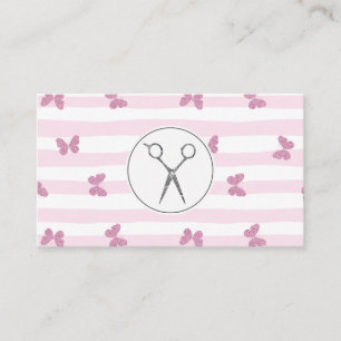 Carte De Visite Bandes roses   Papillons de Parties scintillant   