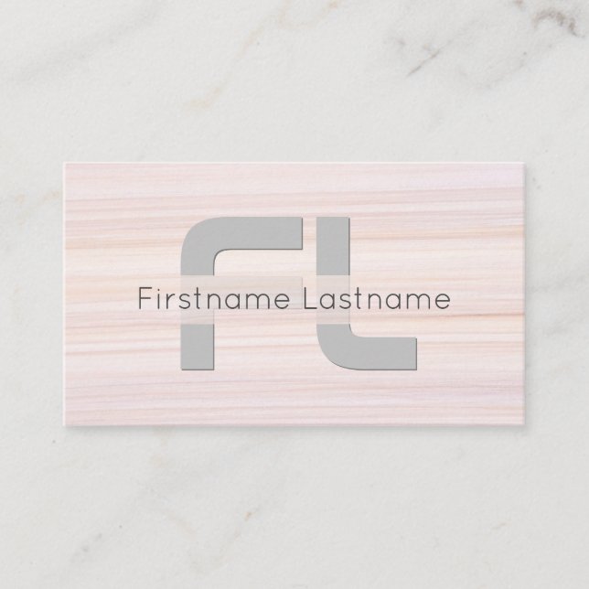 Carte De Visite Bandes rouges marbre surface élégante monogramme (Devant)