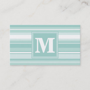 Carte De Visite Bandes vertes de menthe monogramme