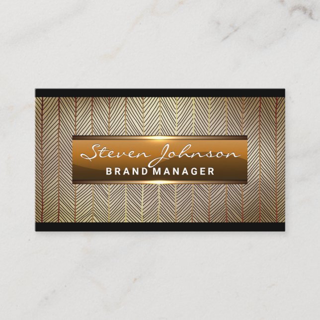 Carte De Visite Bannière métallique brillante | Lignes d'or (Devant)