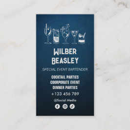 Carte De Visite Bar à cocktails Professional | bleu foncé