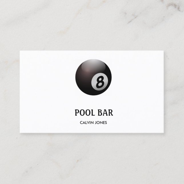 Carte De Visite Bar de piscine à huit boules blanc (Devant)