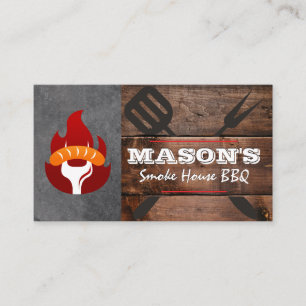 Carte De Visite Barbecue   Logo des outils de cuisine Saucisson Fi