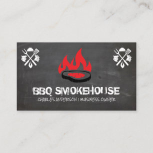 Carte De Visite Barbecue Steak on Grill Logo   Restaurant