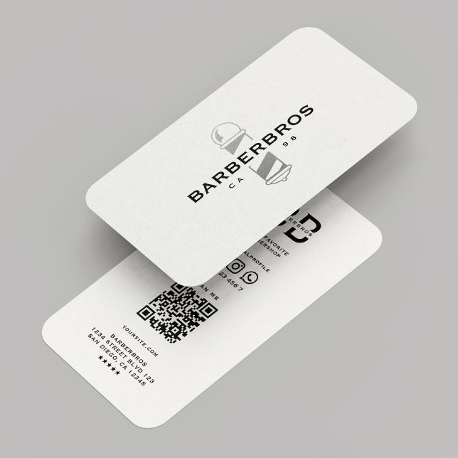 Carte De Visite Barber Barbershop Pole Argent Classic Moderne (Barber Barbershop Silver Pole Classic Modern Business Card
)