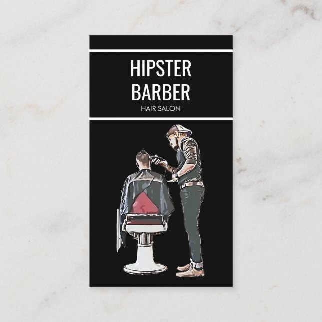 Carte De Visite Barber Cutting Hair Illustration (Devant)