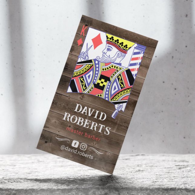 Carte De Visite Barber King Coiffeur Rustique Bois Coiffeuse Styli (Créateur téléchargé)